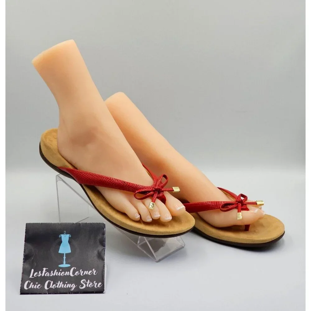 Vionic Women's Red Patent Leather Bella II Lizard Bow Comfort Sandals Sz 10 2647 - Picture 3 of 16